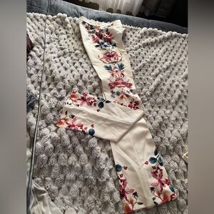 Zara Cream Floral Straight Leg Pants